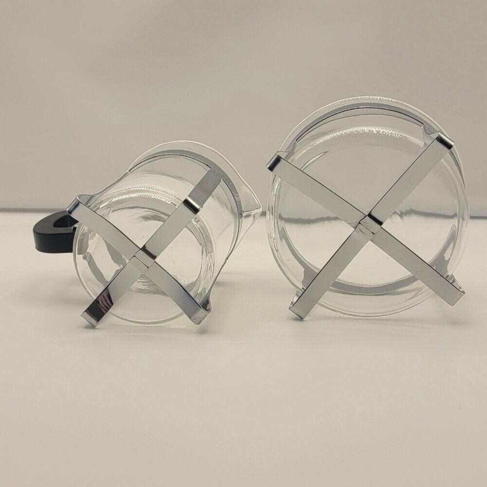 Arcosteel Sugar‎ & Creamer Set Glass Chrome Modern Coffee Tea Serving - Picture 7 of 11